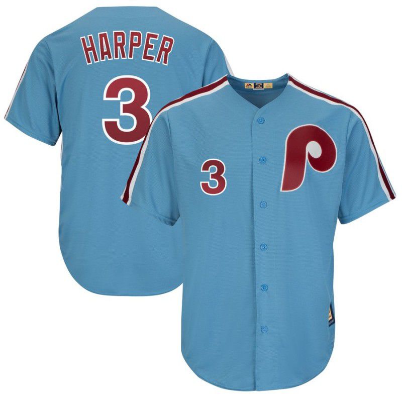 2019 MLB youth Philadelphia Phillies #3 Bryce Harper blue game Jerseys->youth mlb jersey->Youth Jersey